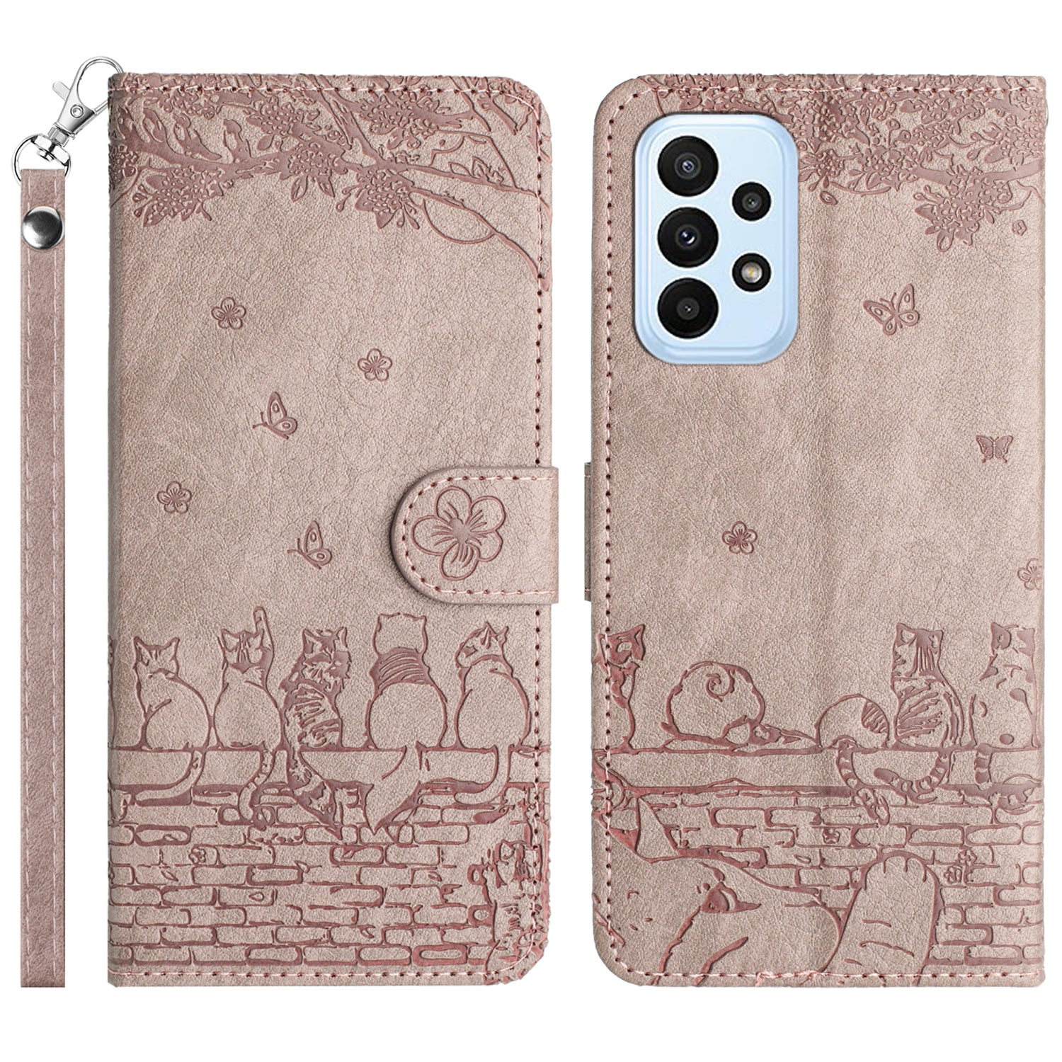 For Samsung Galaxy A33 5G Leather Stand Wallet Phone Cover Imprinted Wall Cats Phone Case with Strap For Samsung Galaxy A33 5G Leather Stand Wallet Phone Cover Imprinted Wall Cats Phone Case with Strap